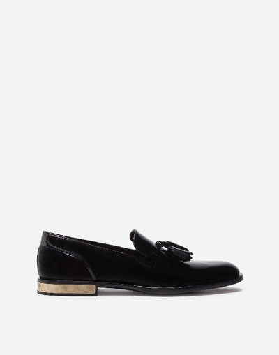 Shop Dolce & Gabbana Brushed Calfskin Slippers