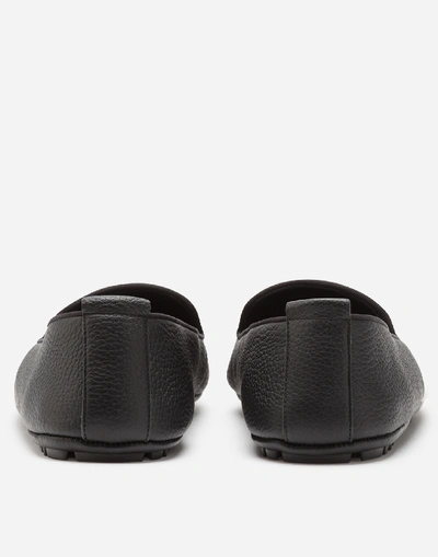 Shop Dolce & Gabbana Calfskin Slippers With Crown Embroidery