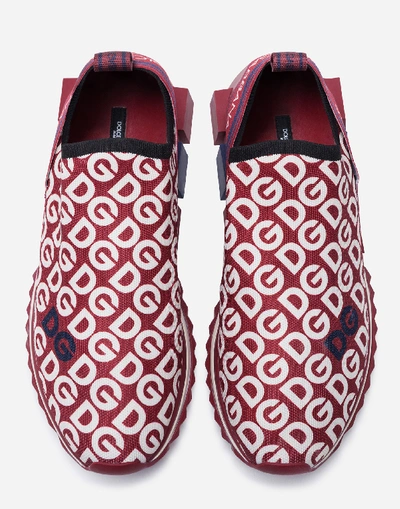 Shop Dolce & Gabbana Knit Fabric Sorrento Sneakers With Dg Mania Print In Multicolored