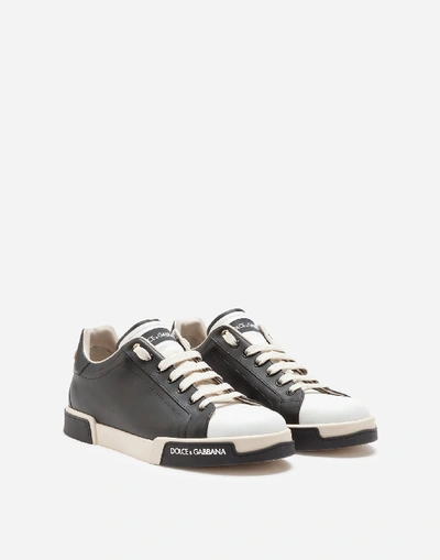 Shop Dolce & Gabbana Calfskin Nappa Portofino Sneakers