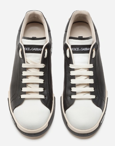 Shop Dolce & Gabbana Calfskin Nappa Portofino Sneakers