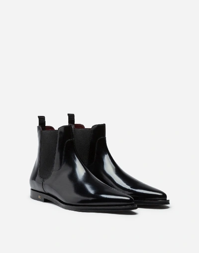 Shop Dolce & Gabbana Brushed Calfskin Chelsea Boots In Black