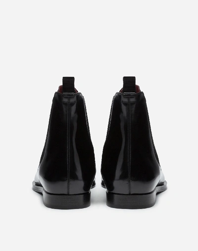 Shop Dolce & Gabbana Brushed Calfskin Chelsea Boots In Black