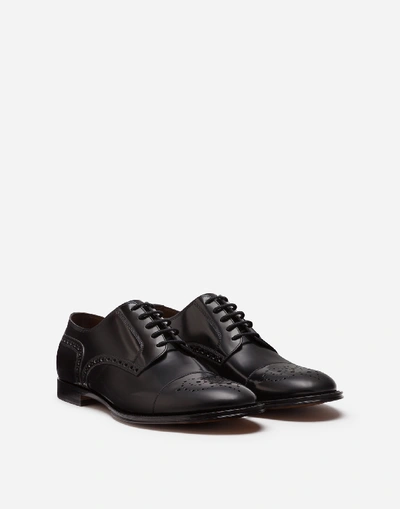 Shop Dolce & Gabbana Full Brogue Derby In Antik Calfskin In Black/brown