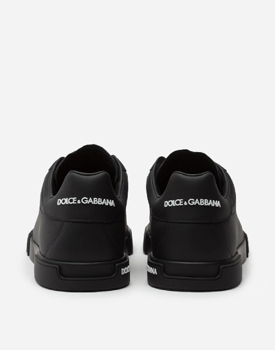 Shop Dolce & Gabbana Calfskin Nappa Portofino Sneakers In Black