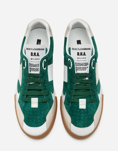 Shop Dolce & Gabbana Miami Sneakers In Calfskin Nappa And Split-grain Leather In Green/white