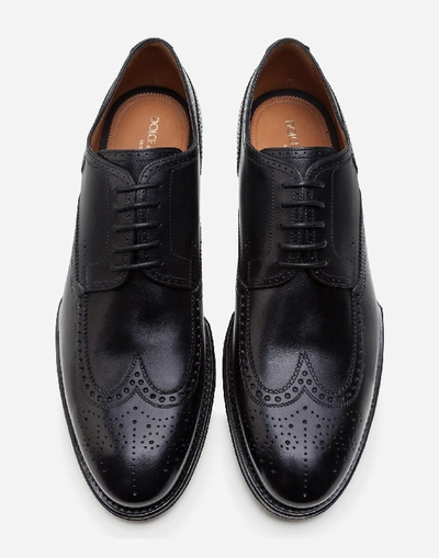 Shop Dolce & Gabbana Brogue Derby In Giotto Paint Calfskin In Black