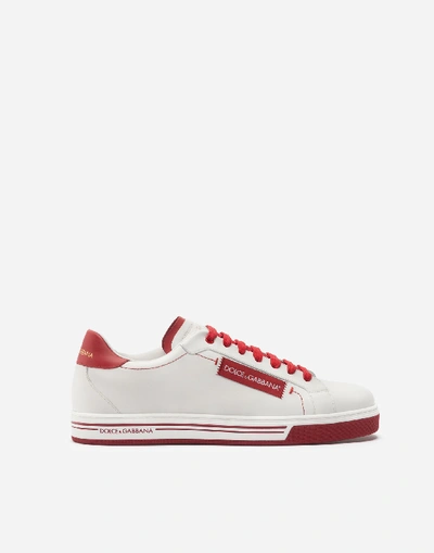 Shop Dolce & Gabbana Roma Sneakers In Printed Calfskin Nappa In White