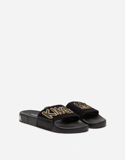 Shop Dolce & Gabbana Slides With Patch In Black