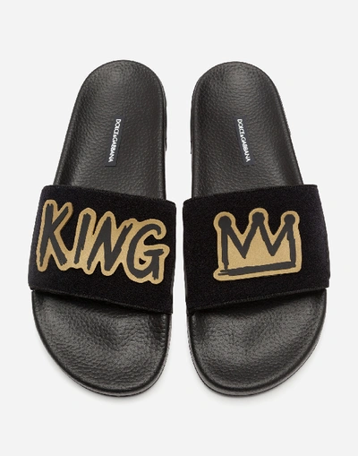 Shop Dolce & Gabbana Slides With Patch In Black