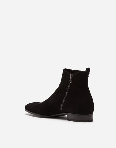 Shop Dolce & Gabbana Suede Chelsea Boots In Black