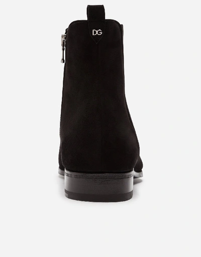 Shop Dolce & Gabbana Suede Chelsea Boots In Black