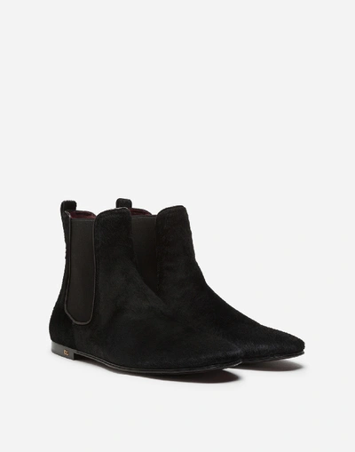 Shop Dolce & Gabbana Chelsea Boots In Pony-style Calfskin In Black