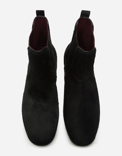 Shop Dolce & Gabbana Chelsea Boots In Pony-style Calfskin In Black