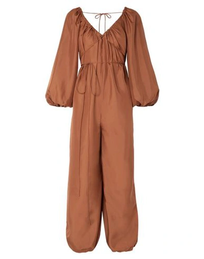 Shop Three Graces London Woman Jumpsuit Cocoa Size 8 Silk In Brown