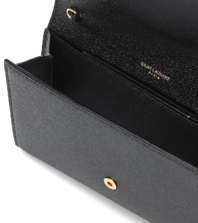 Shop Saint Laurent Uptown Leather Wallet On Chain In Black