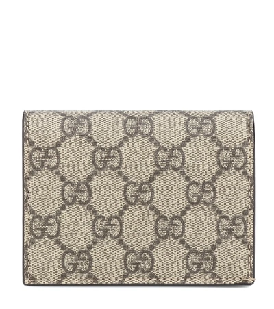 Shop Gucci Gg Supreme Leather And Canvas Wallet In Beige