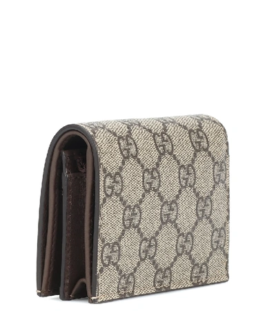 Shop Gucci Gg Supreme Leather And Canvas Wallet In Beige