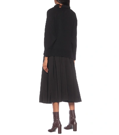 Shop Jil Sander Beaded Cut-out Wool-blend Sweater In Black