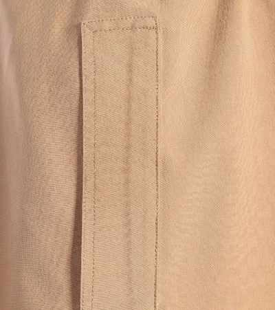 Shop Ferragamo Leather-trimmed Silk Trench Coat In Beige