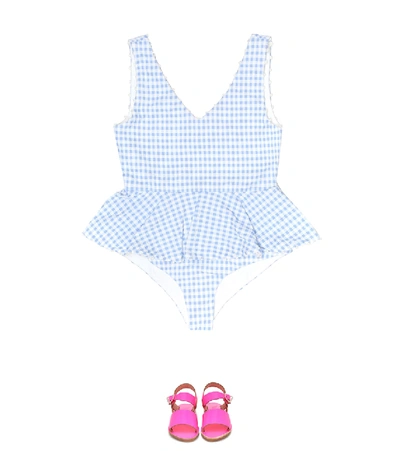 Shop Marysia Bumby French Piana Gingham Swimsuit In Blue
