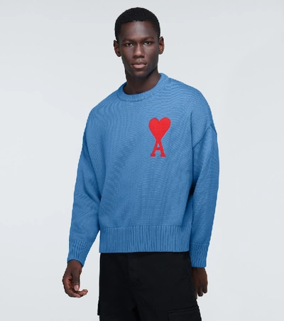 Shop Ami Alexandre Mattiussi Ami De Coeur Sweater In Blue