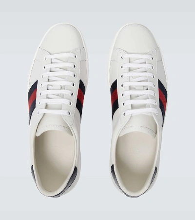 Shop Gucci Ace Leather Sneakers In White