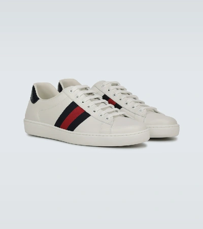 Shop Gucci Ace Leather Sneakers In White