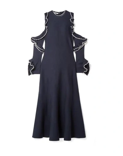 Shop Oscar De La Renta Midi Dress In Dark Blue