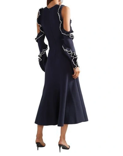 Shop Oscar De La Renta Midi Dress In Dark Blue