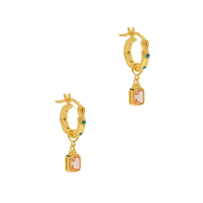 Shop V By Laura Vann Lena 18kt Gold-plated Hoop Earrings In Green