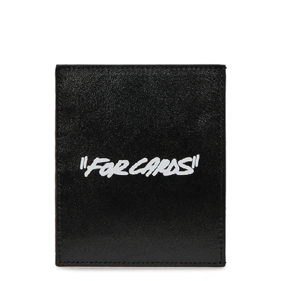 Shop Off-white Black Printed Leather Card Holder In Black And White