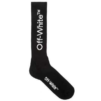 Shop Off-white Arrows Black Cotton-blend Socks In Black And White