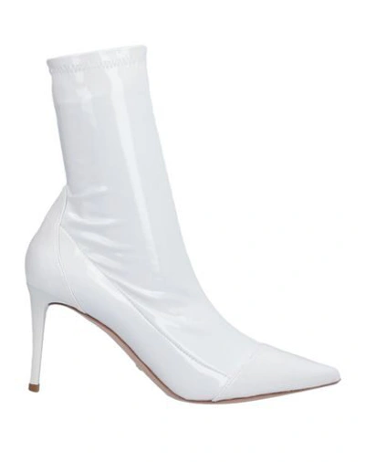 Shop Elisabetta Franchi Woman Ankle Boots White Size 9 Textile Fibers