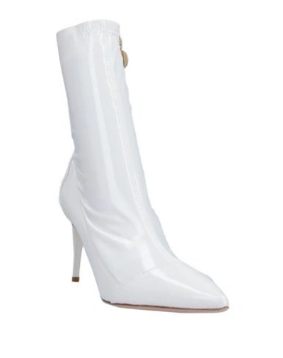 Shop Elisabetta Franchi Woman Ankle Boots White Size 9 Textile Fibers