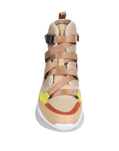 Shop Chloé Woman Sneakers Sand Size 5 Calfskin, Cotton, Polyester In Beige