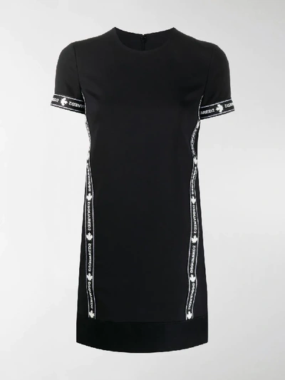 Shop Dsquared2 Logo Sports Virgin Wool Blend T-shirt Dress In Black
