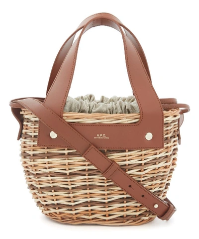 Shop Apc Colette Woven Wicker Bag In Brown