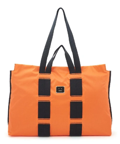 Shop Acne Studios Logo Plaque Tote Bag In Orange