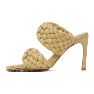 Shop Bottega Veneta Yellow Intrecciato Curve Heeled Sandals In 9483 Tapioc