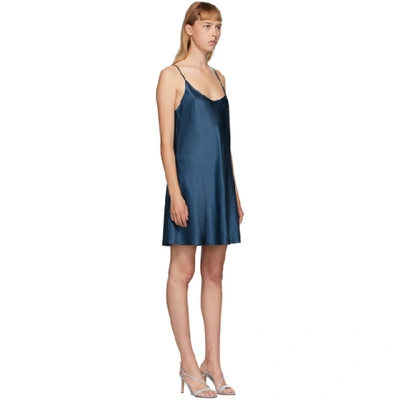 Shop La Perla Navy Silk Slip Short Dress In N264 Denim