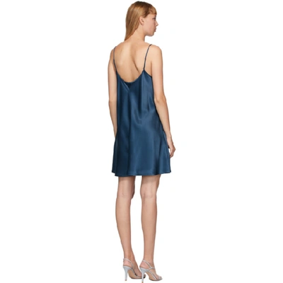 Shop La Perla Navy Silk Slip Short Dress In N264 Denim