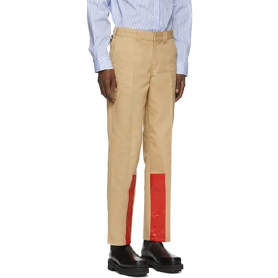 Shop Helmut Lang Tan Uniform Trousers In Mortar
