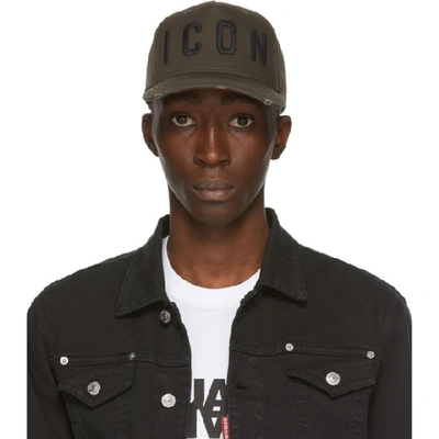 Shop Dsquared2 Green And Black Icon Baseball Cap In M1974 Verde