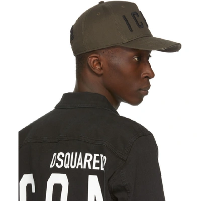 Shop Dsquared2 Green And Black Icon Baseball Cap In M1974 Verde