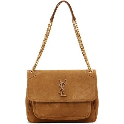 Shop Saint Laurent Tan Suede Medium Niki Shoulder Bag In 7761 Cinnam