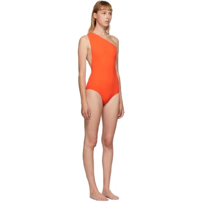 Shop Bottega Veneta Orange One-shoulder One-piece Swimsuit