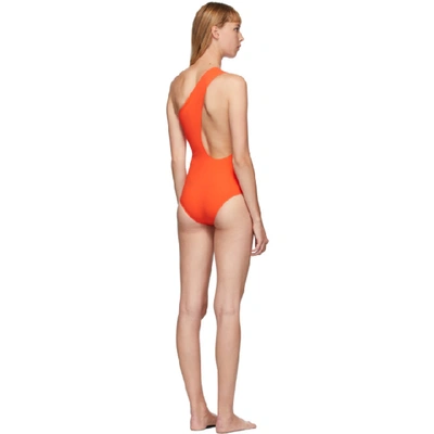 Shop Bottega Veneta Orange One-shoulder One-piece Swimsuit