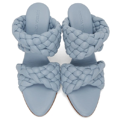 Shop Bottega Veneta Blue Intrecciato Curve Heeled Sandals In 4759 Ice