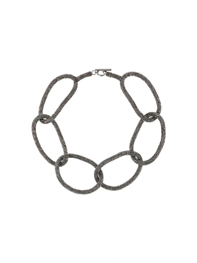 Shop Brunello Cucinelli Beaded Cable-chain Necklace In Silver